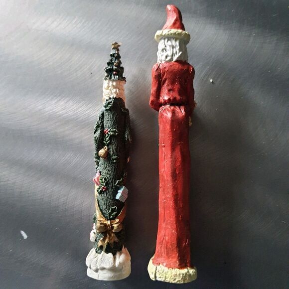 Vintage Lot Of 2 Slim Skinny Santas 6" Figurines Christmas Tree Holiday Decor - Picture 7 of 8
